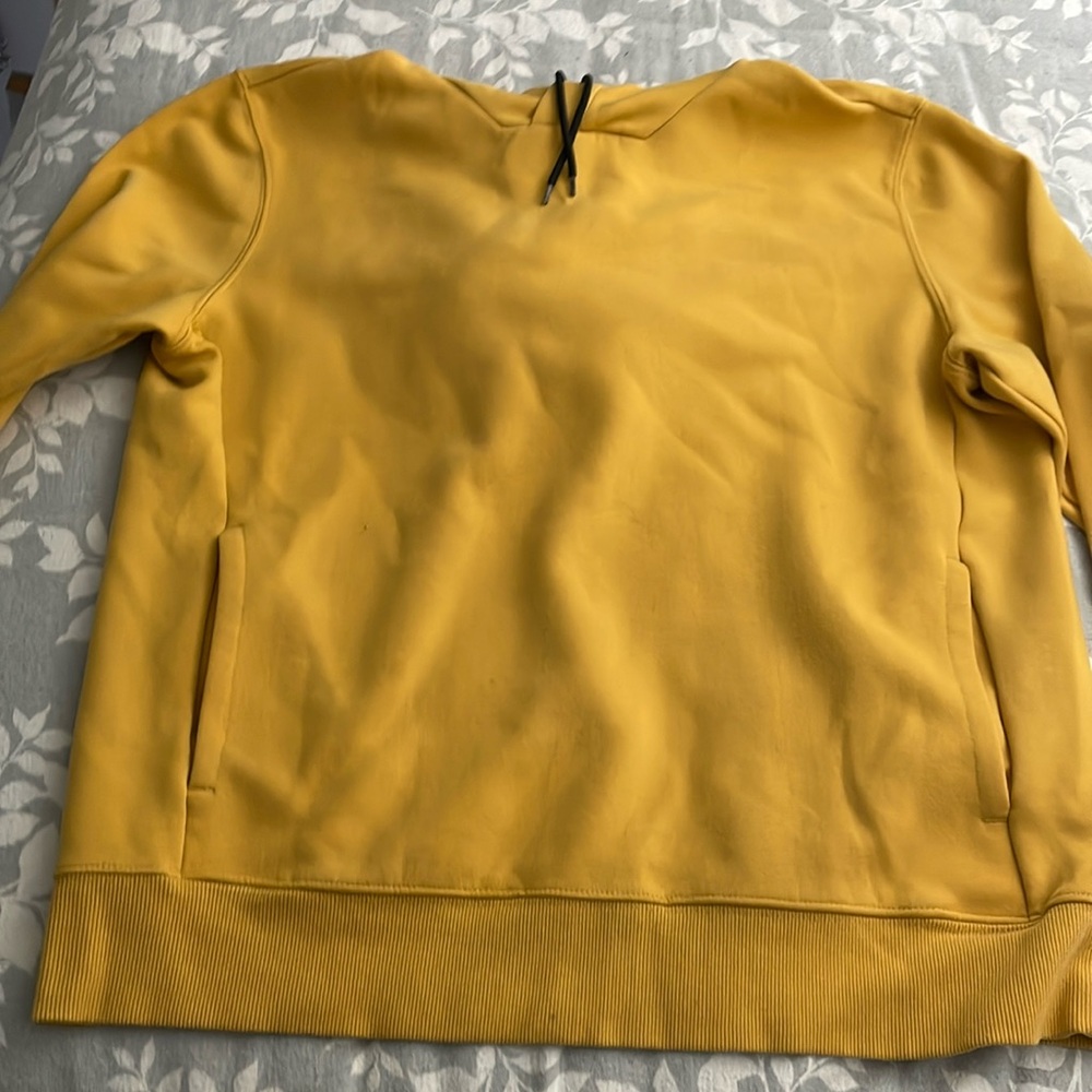 h&m yellow and black hoodie worn has my old friends initials on it.